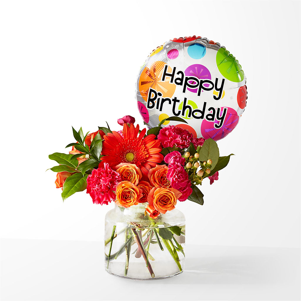 Fiesta Bouquet with Birthday Balloon – THE FLOWER PLACE, Bradenton FL