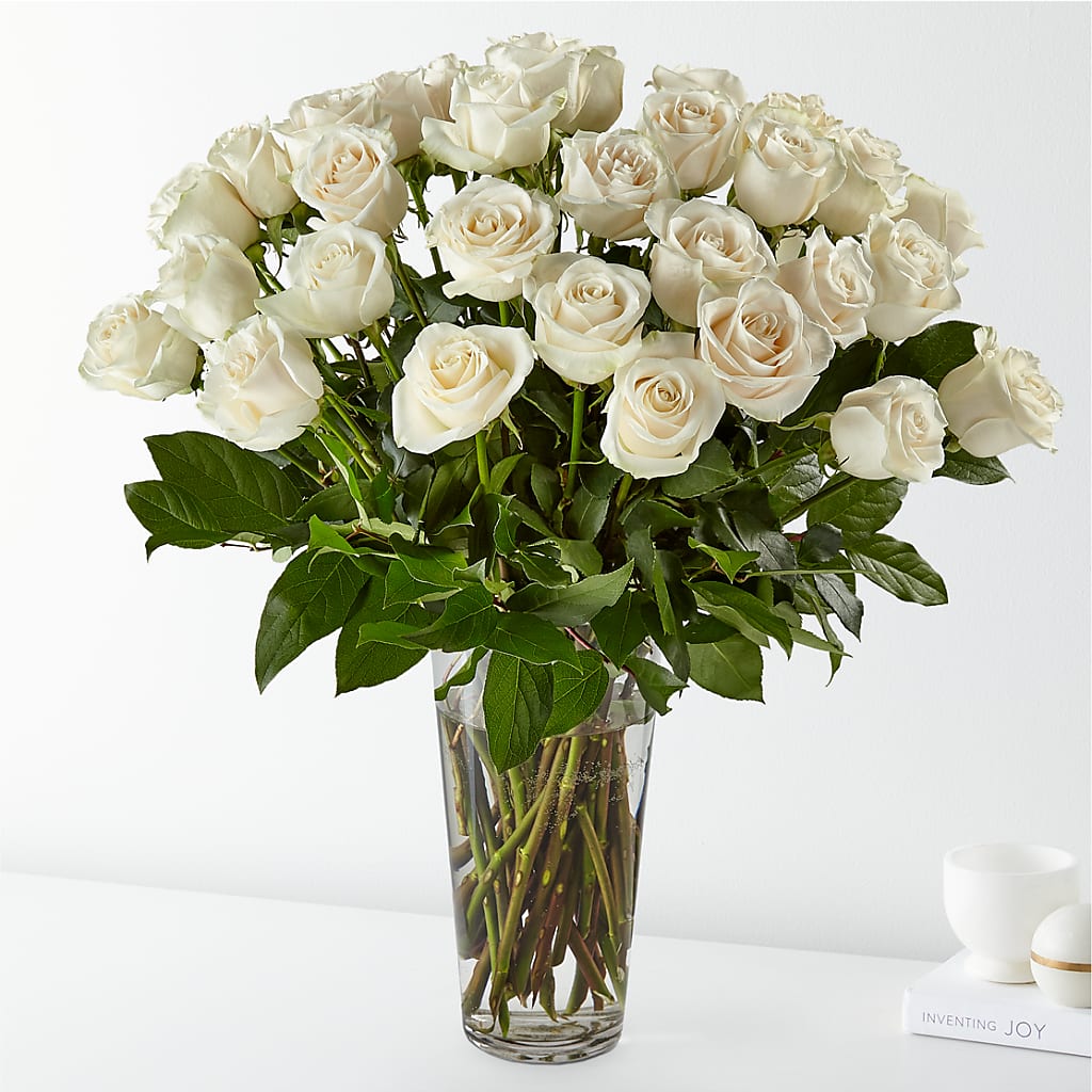 Long Stem White Rose Bouquet – The Flower Place, Bradenton FL