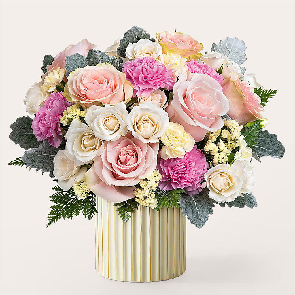 Blissful Moments Bouquet with Ivory Vase – The Flower Place, Bradenton FL