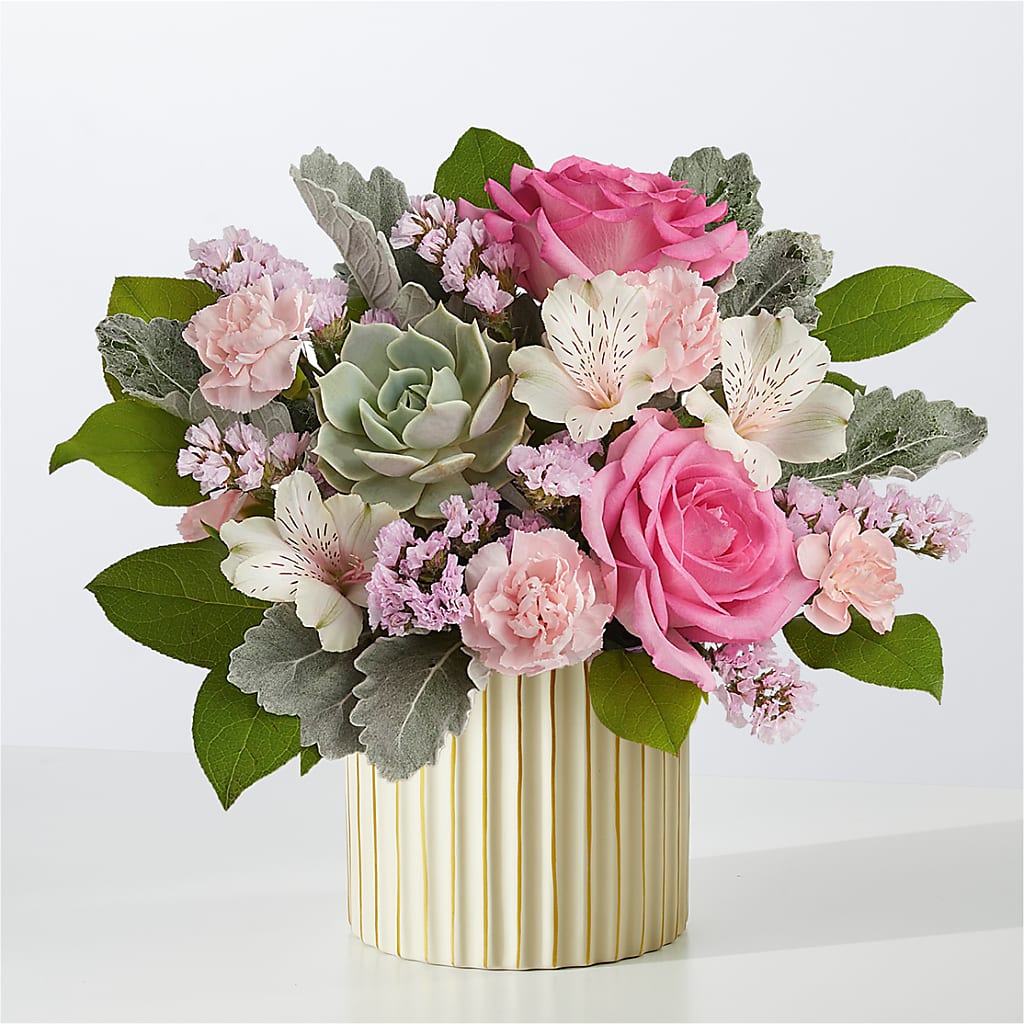 Dusty Rose Bouquet with Ivory Vase – THE FLOWER PLACE, Bradenton FL