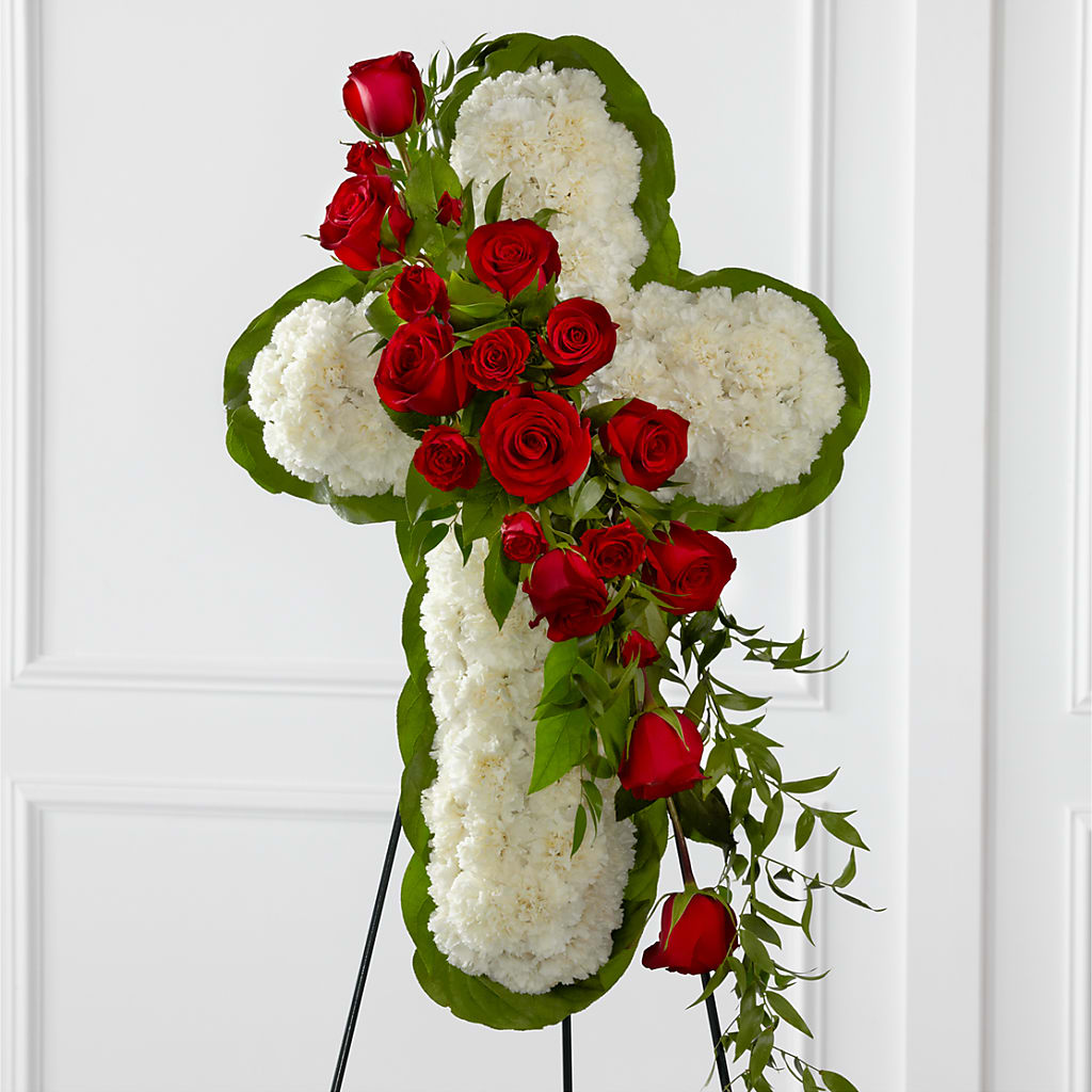 Floral Cross Easel – The Flower Place, Bradenton FL