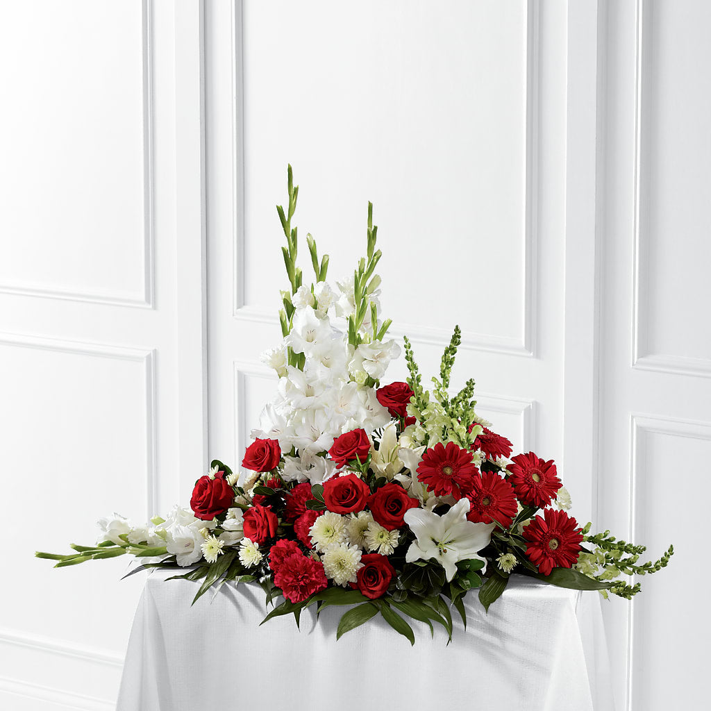Crimson & White Arrangement – The Flower Place, Bradenton FL