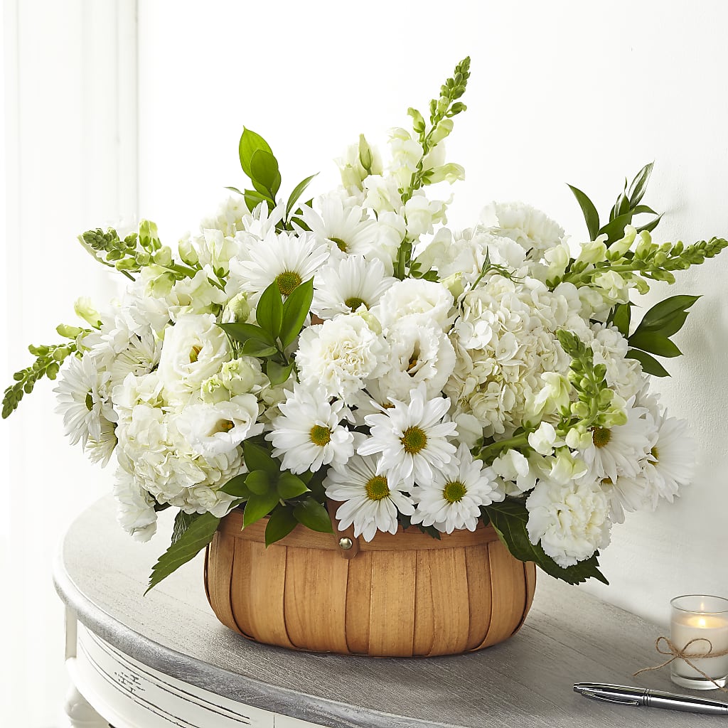 Pure Ivory Basket – The Flower Place, Bradenton FL