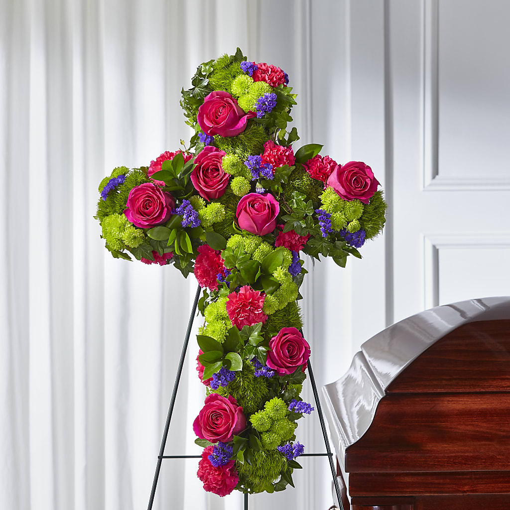 Tribute Rose Floral Cross – The Flower Place, Bradenton FL