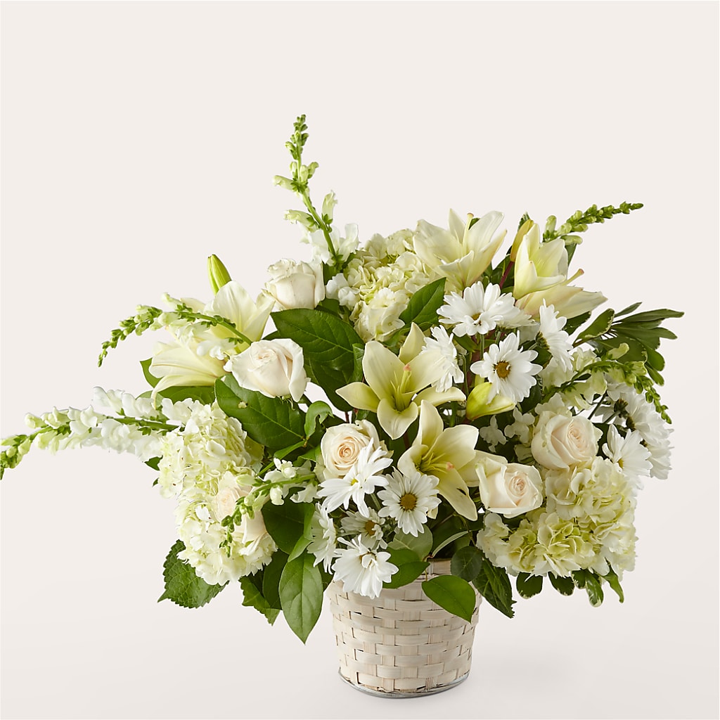 Ivory Elegance Floral Basket – The Flower Place, Bradenton FL