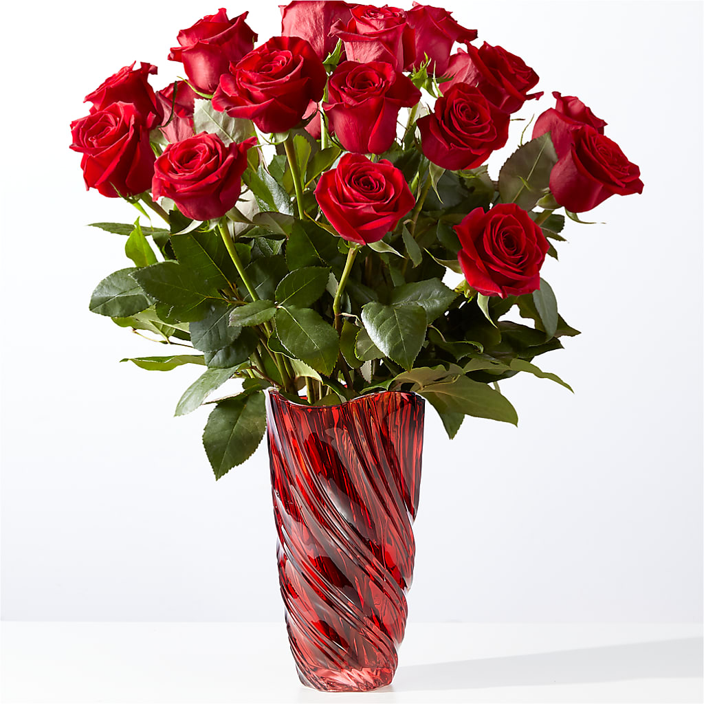 Classic Love Red Rose Bouquet with Luxe Swirl Vase – THE FLOWER PLACE, Bradenton FL