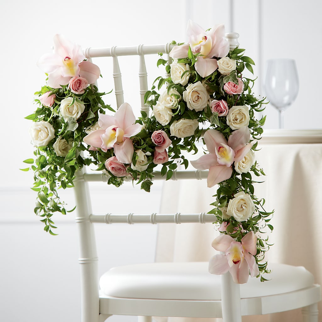 Orchid Rose Chair Décor – The Flower Place, Bradenton FL