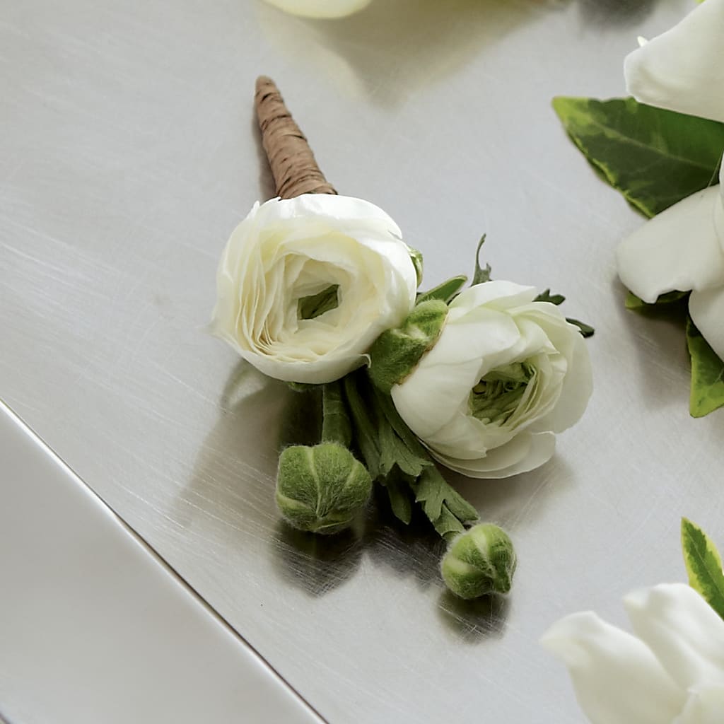 White Ranunculus Boutonniere – The Flower Place, Bradenton FL