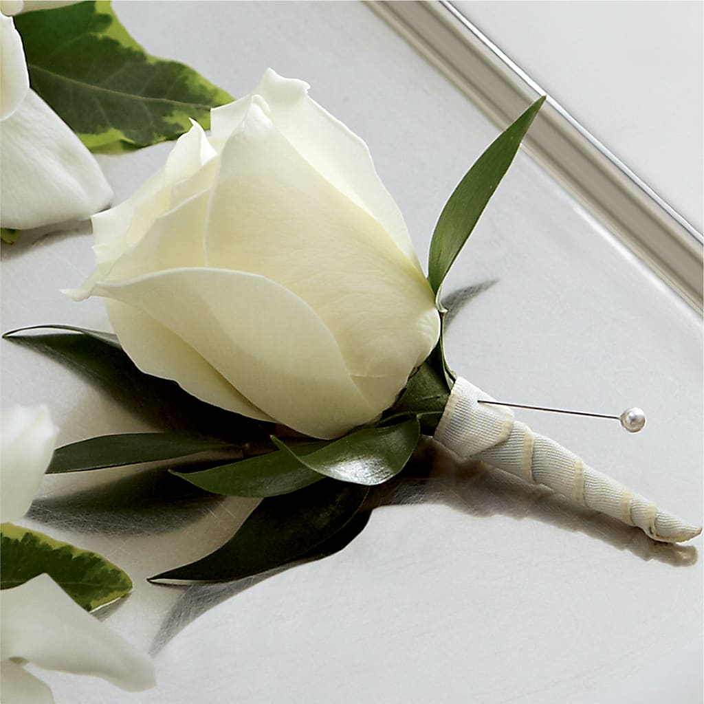 White Rose Boutonniere – The Flower Place, Bradenton FL