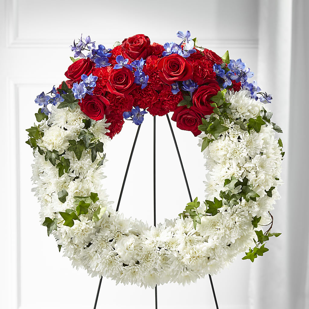 Patriotic Passion Wreath –  King Wholesale Flowers Co, Bradenton FL