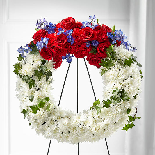 Patriotic Passion Wreath –  King Wholesale Flowers Co, Bradenton FL