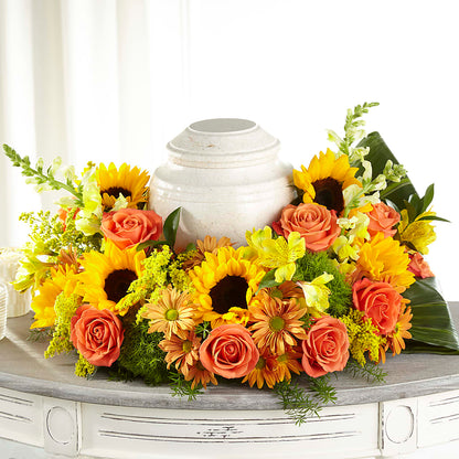 Faithful Sunflower Cremation Adornment – THE FLOWER PLACE, Bradenton FL