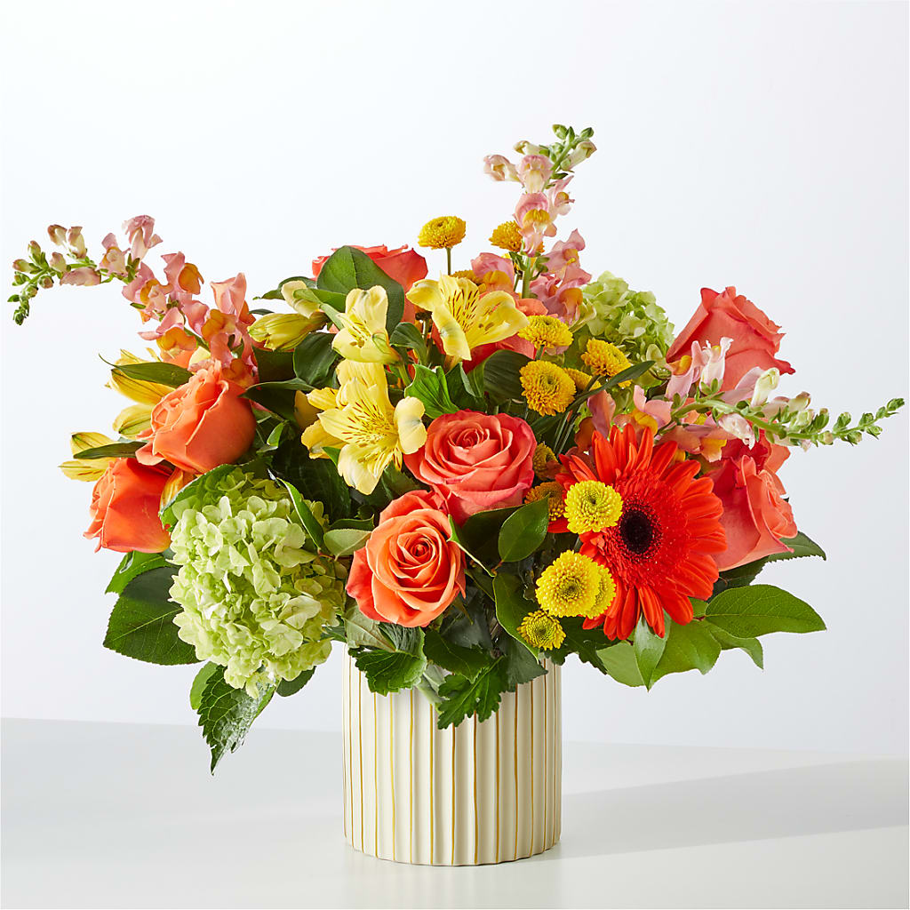 Autumn Sunshine Bouquet with Ivory Vase –  The Flower Place, Bradenton FL