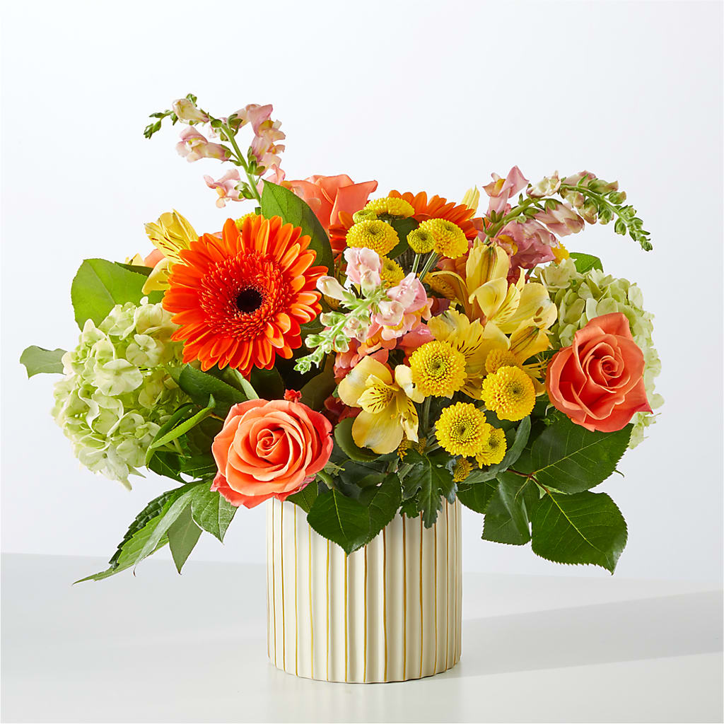 Autumn Sunshine Bouquet with Ivory Vase –  The Flower Place, Bradenton FL