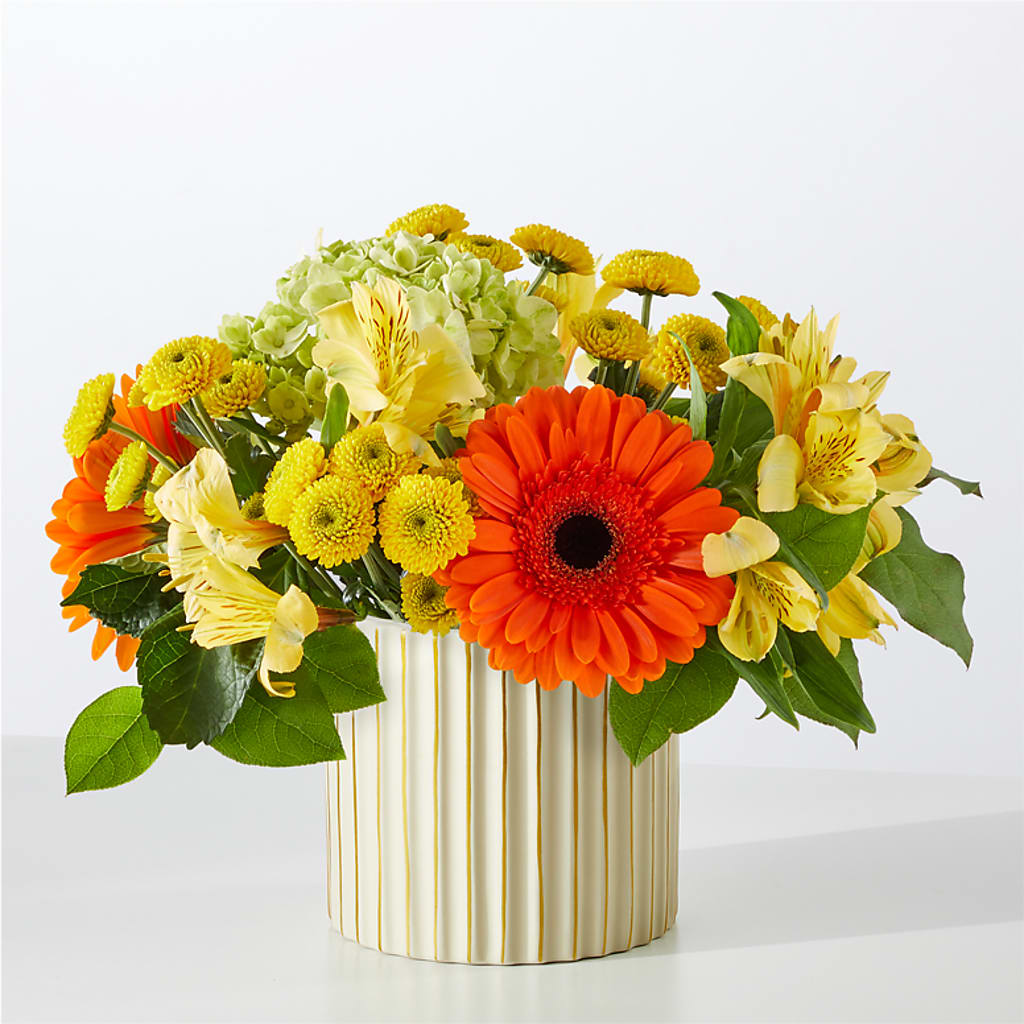 Autumn Sunshine Bouquet with Ivory Vase –  The Flower Place, Bradenton FL
