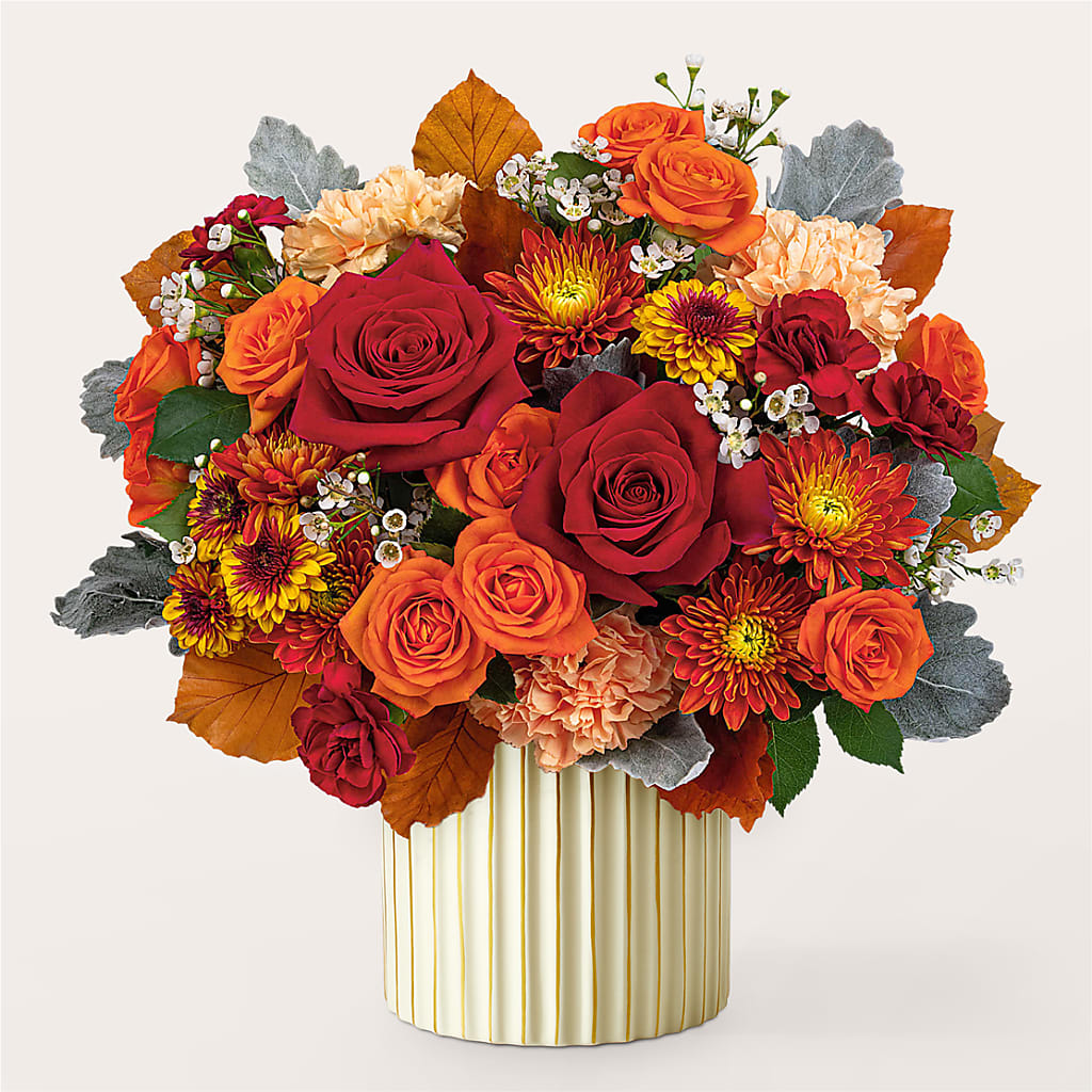 Merlot Bouquet with Ivory Vase –  The Flower Place, Bradenton FL