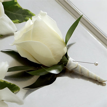 White Rose Boutonniere – THE FLOWER PLACE, Bradenton FL
